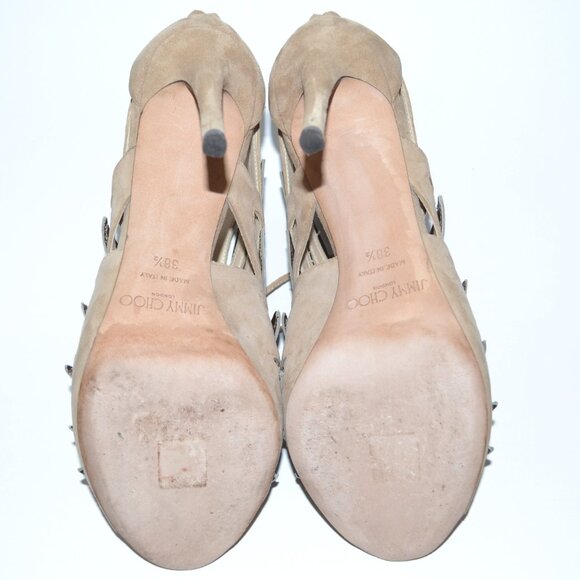 Jimmy Choo Nude Cut Out Gold Metallic Peep Toe Keena 100 Heel Boots EU 38.5 US 8 - Picture 5 of 8